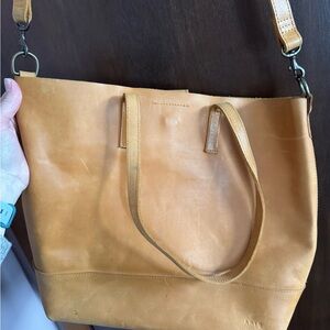 Able Tan Leather Tote with Detachable Strap
